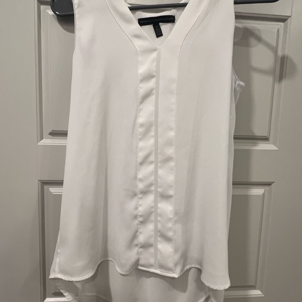 White House Black Market Ivory V-Neck Top - Size 0